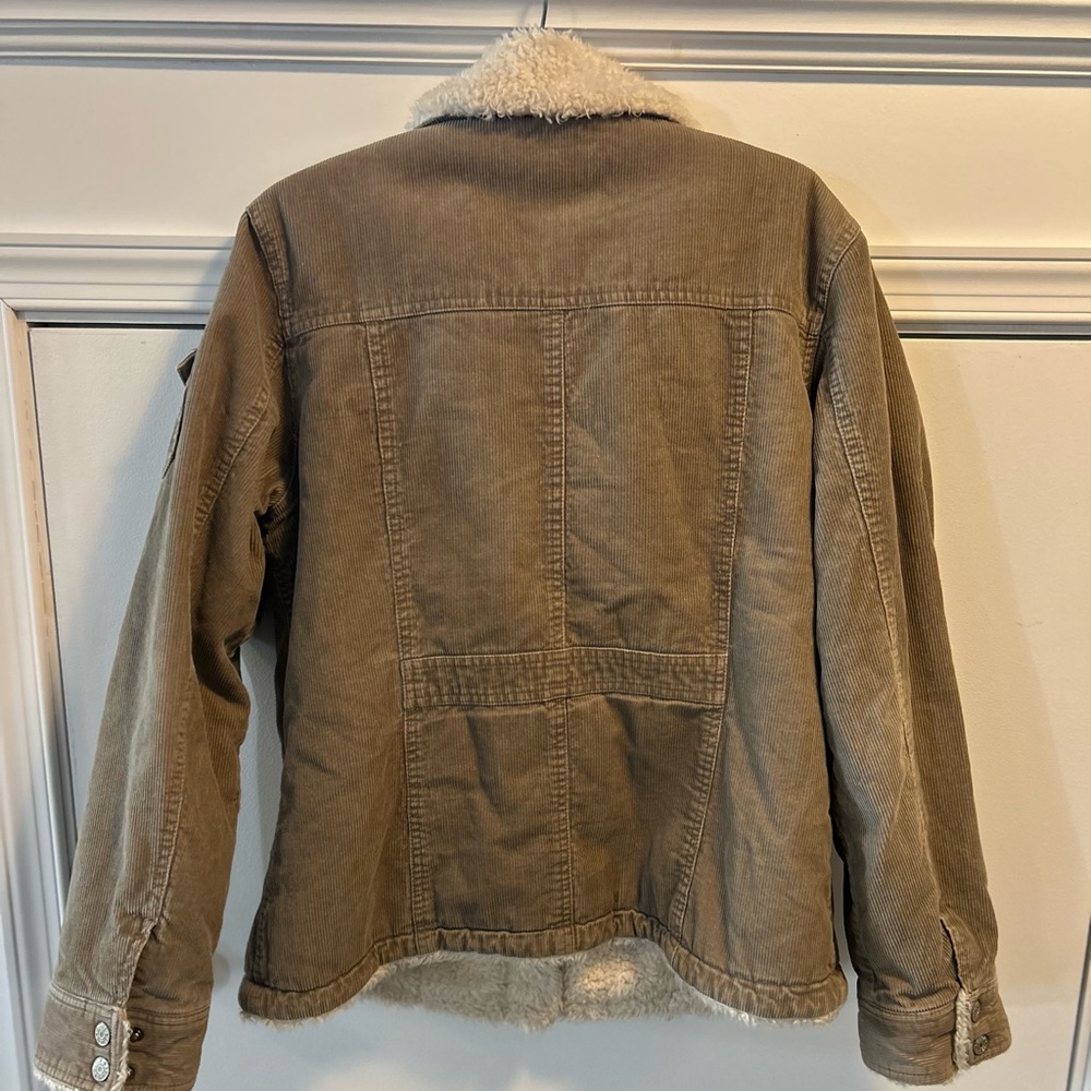 Women's Tan Bomber Jacket with Faux Shearling Collar - Picture 2 of 6